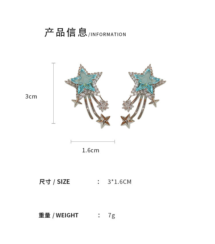 Mesa Blue Zircon Star U Shaped Earrings main image 1