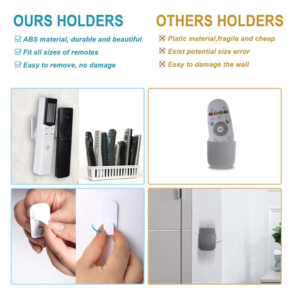 4 pairs Strong Adhesive Sticky Hook for Air Conditioner TV Remote ...