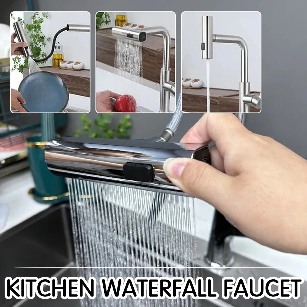 720° Rotation 4 in 1 Waterfall Kitchen Faucet 4Function Kitchen Sink