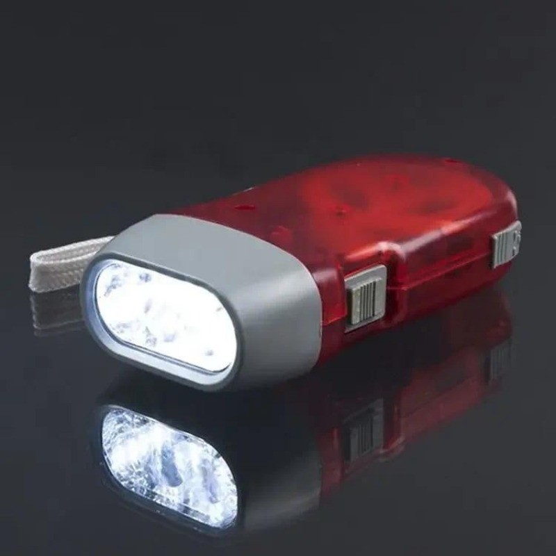 3 LED Hand Pressing Dynamo Crank Power Wind Up Flashlight Torch Light ...