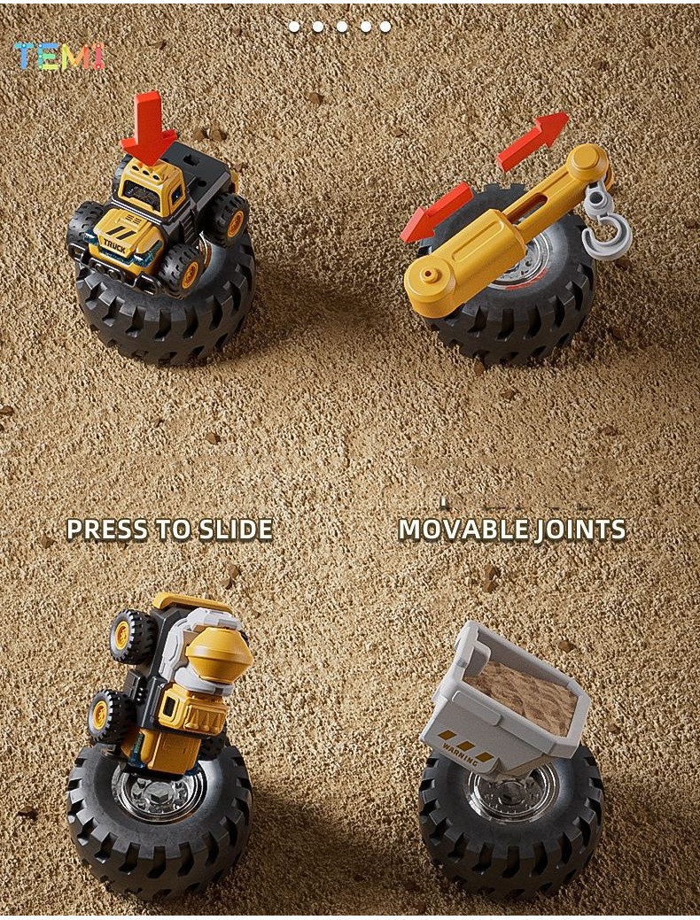 TEMI Press Run Engineering construction vehicle set children's mini ...