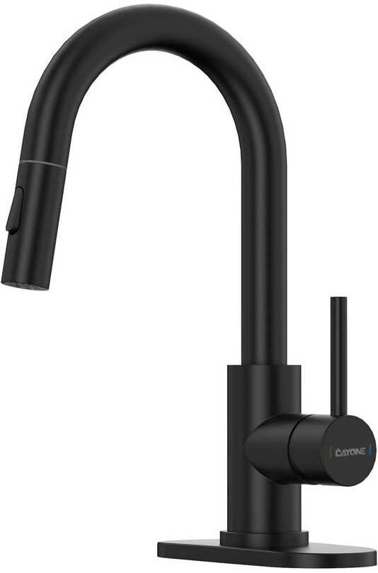 DAYONE Matte Black Kitchen Faucet With Soap Dispenser – Pull-Down Sprayer 3 Modes (Dual Broom/Stream/Spray), 304 Stainless Steel, 360° Rotation, 1 Or 2 Hole Sink