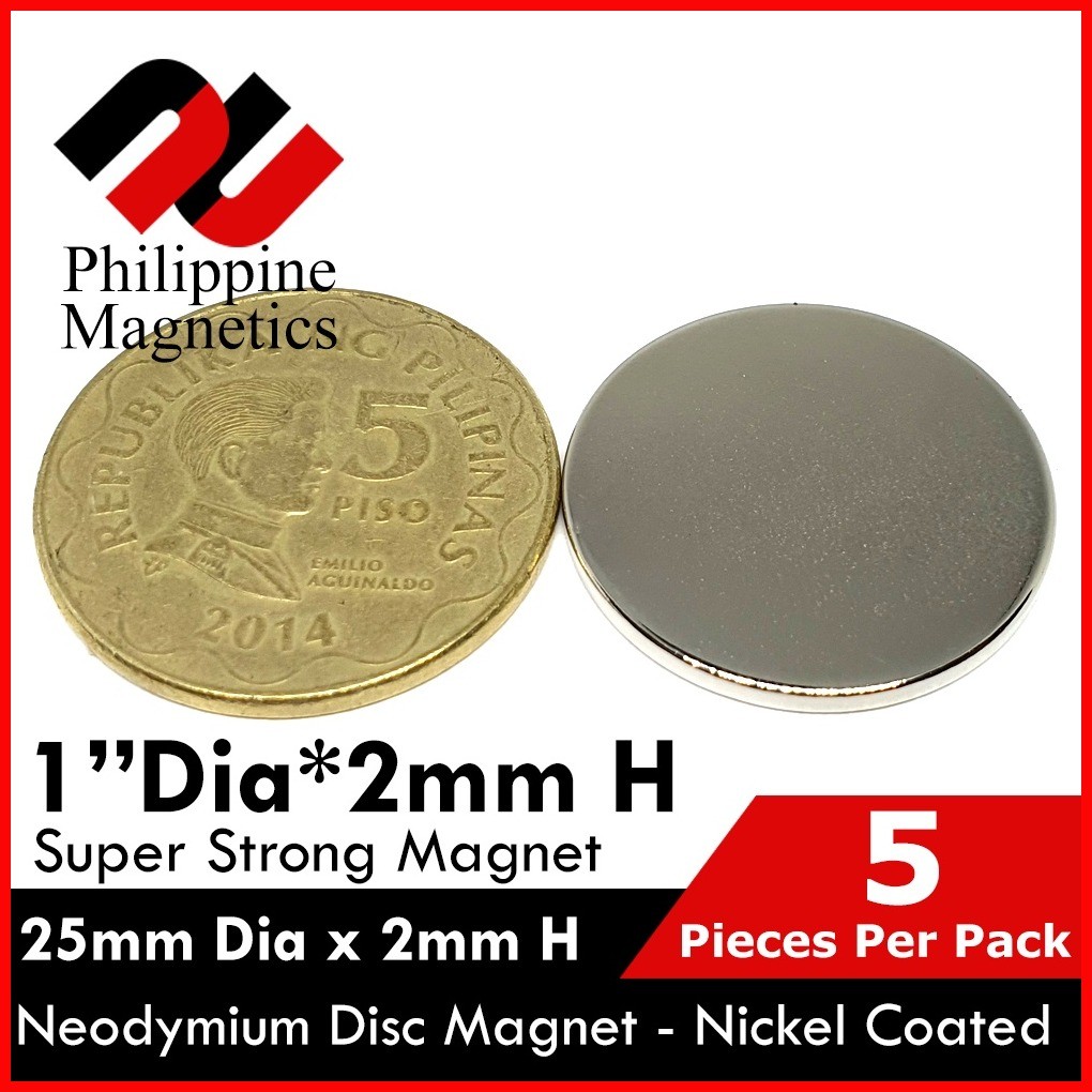 5 Pieces 1 Inch Diameter x 2mm Thick ( 25.4mm Diameter x 2mm Th ) Super ...