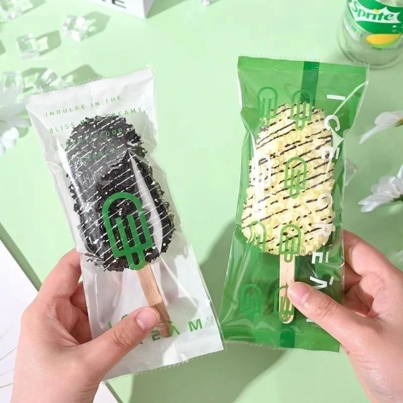 100pcs Cute Graham Bar Packaging 8x19 Ice Cream Plastic Packaging Gold ...