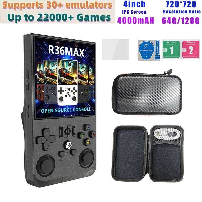 R36 Max ⭐Aa Console Handheld Game Players 4Inch IPS Screen Open Source ...