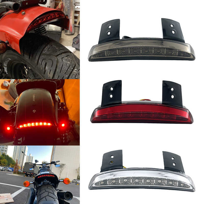 Motorcycle 4 Rear Chopped Fender Edge Red LED Brake Tail Light For