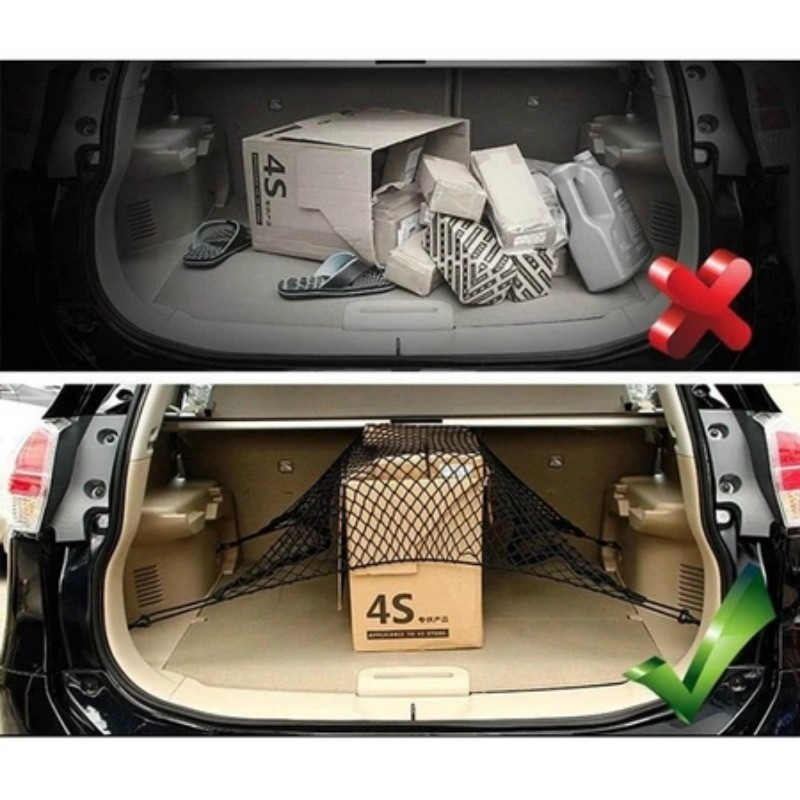 120*90xcm Car Cargo Net Adjustable Elastic Trunk Storage Net With Hook ...