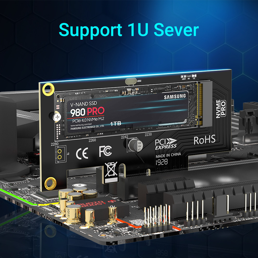 JEYI PCIe to NVMe Adapter With Aluminum SSD Heatsink Cooler, 64Gbps M.2 ...