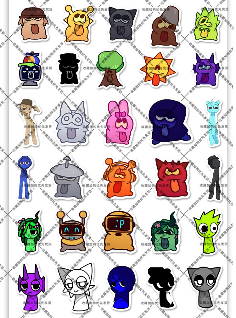108pcs Sprunki Creative Sticker Game Peripheral Waterproof Sticker ...