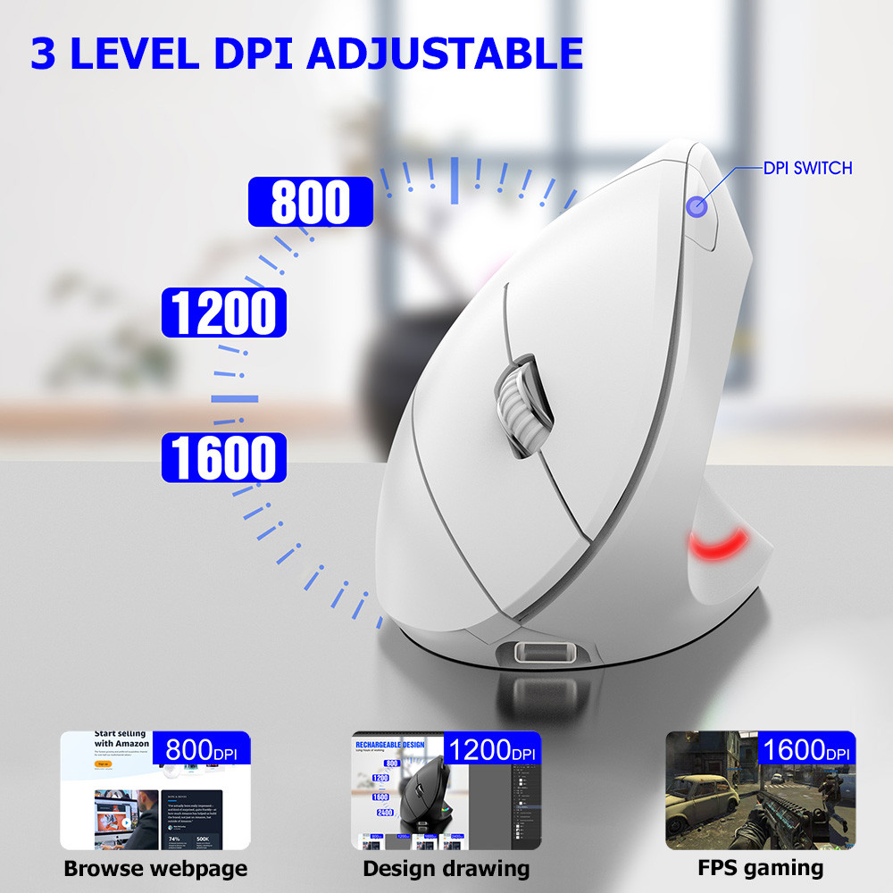 Wireless Mouse Vertical Ergonomic Mouse Wireless Charging Wired ...