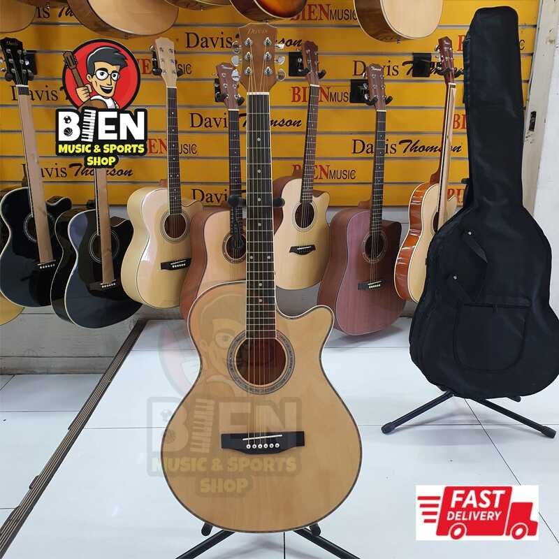 STANDARD 40" DAVIS ACOUSTIC GUITAR SENIOR SIZE SLIM BODY (Natural WOOD