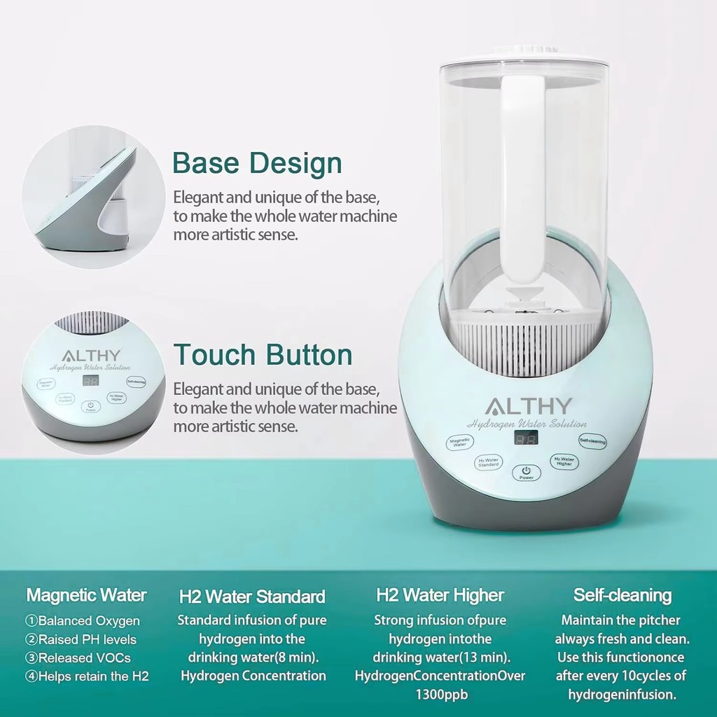 ALTHY Hydrogen Water Pitcher Generator Machine Jug SPE PEM Technology ...