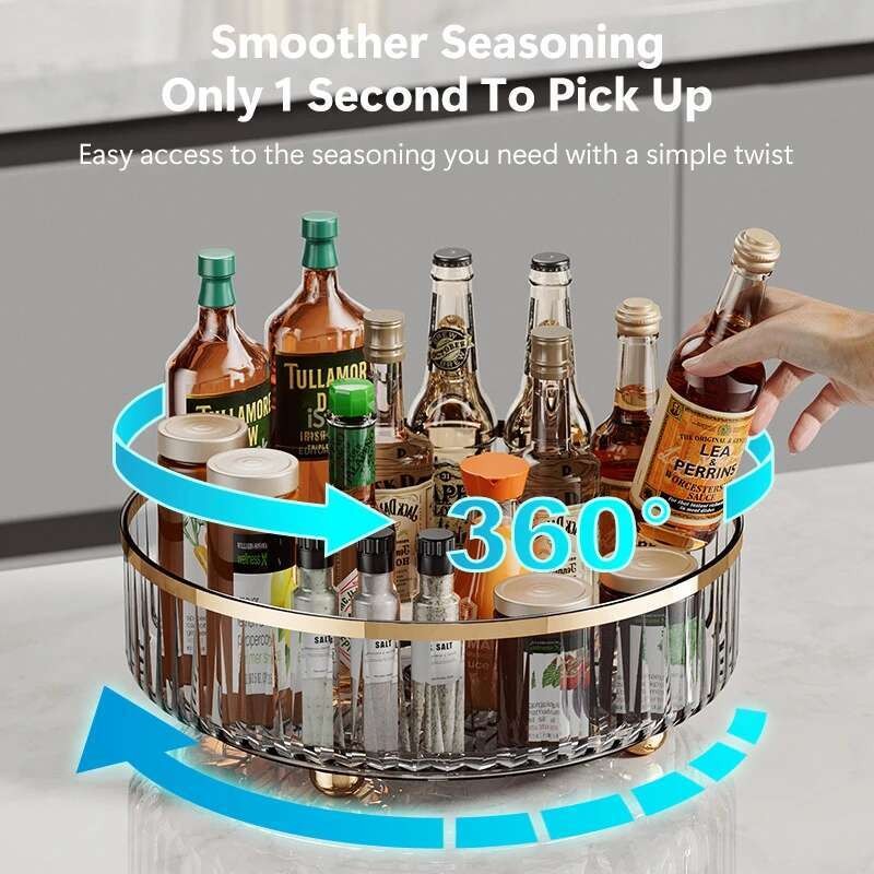 na 360 Rotating Tray Spice Rack Pantry Cabinet Turntable gamit ang Base ...
