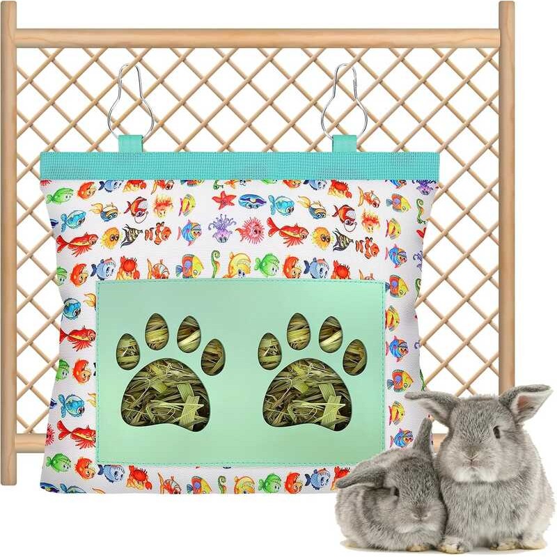 Rabbit Rabbits,Rabbit Fabric Bag,Hay Holder,Hanging Feeder Bag for ...