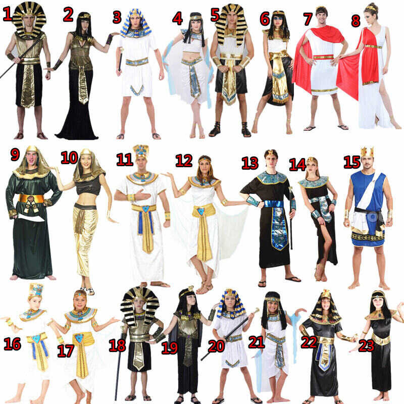 Egyptian Halloween Pharaoh Clothes Men Adult Princess Long Dress ...