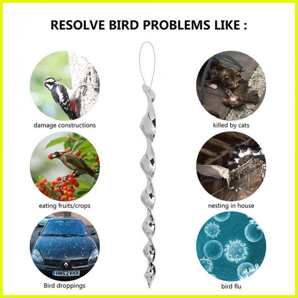 WILLIS Outdoor Bird Scare Rod Spiral Garden Supplies Deterrent Rod Wind ...