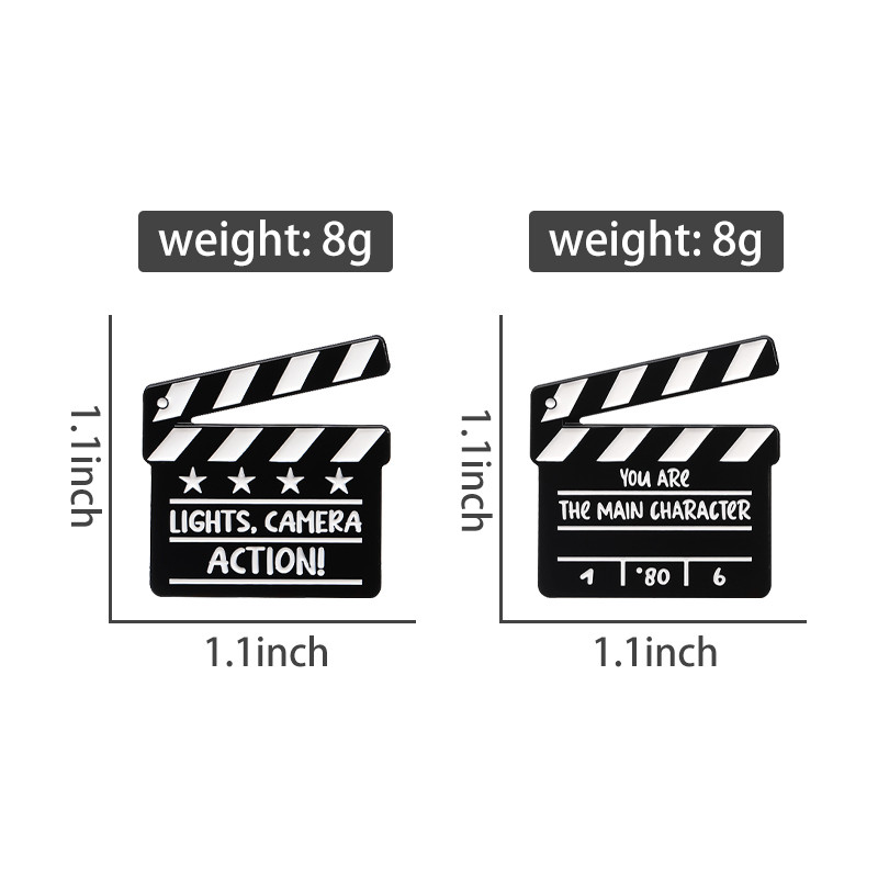 Film Clapper Pin Action Directors Cut Brooch Badges Movie TV Handhelds ...