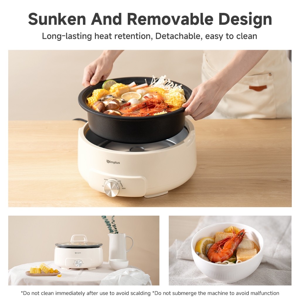 Simplus Electric Hot Pot Removable Multi-function Nonstick Electric ...