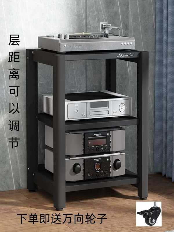 Bold minimalist steel wood CD amplifier rack with adjustable shelves ...
