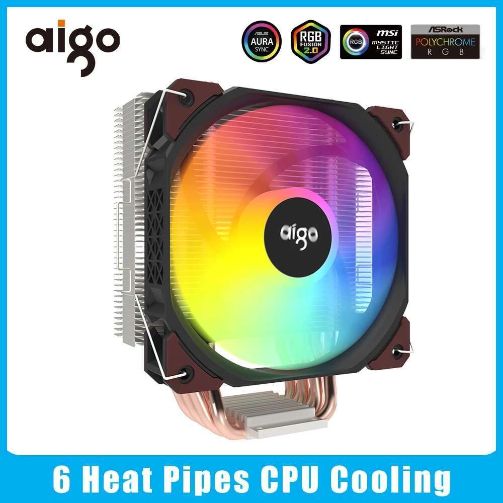 Aigo CPU Air Cooler 4Pin PWM 6 Heat Pipes Radiator ARGB Cook 120MM Case ...