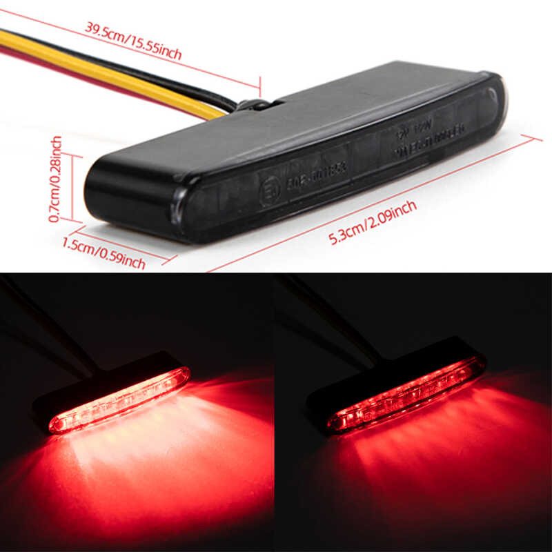 Compatible Moto ATV Feu Arrière Moto Universel 28 LED Evomosa - Stop, Clignotants, Plaque - Étanche Fumée éclairage Plaque Immatriculation Moto