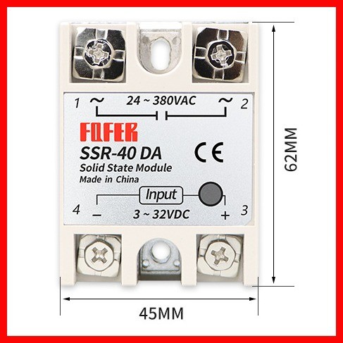 ∆ FQFER SSR-40DA 60DA 100DA Solid State Relay Single Phase Semi ...
