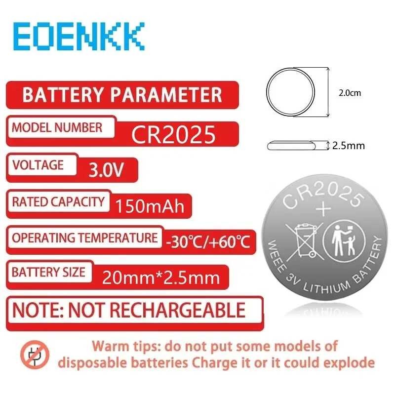 3V 4 Lithium Batteries Cr2025 Dl2025 Br2025 Kcr2025 CR 2025 Button Coin ...