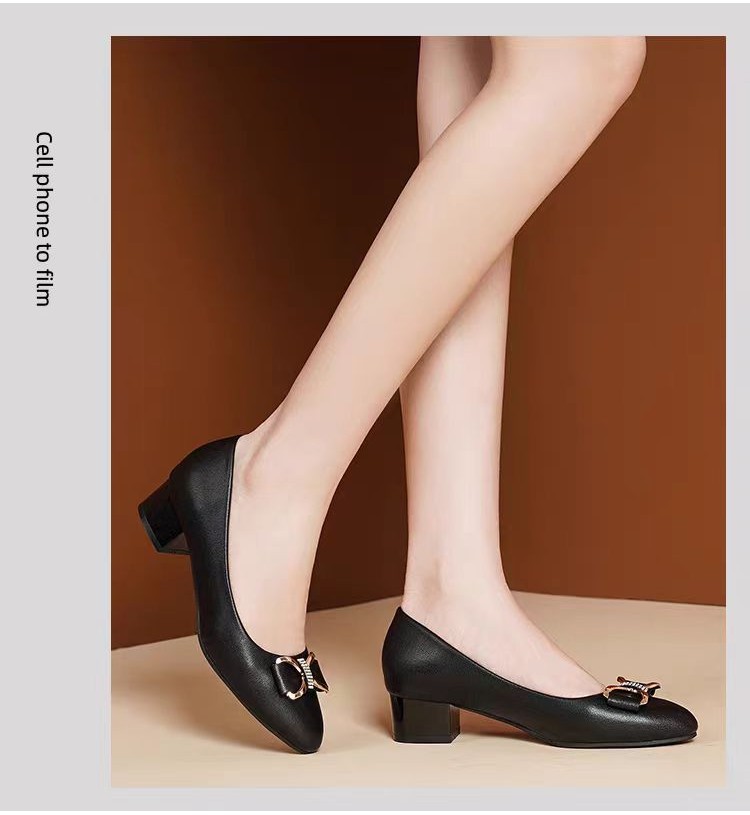 Women Summer Versatile Soft Leather Low Heel Shoes