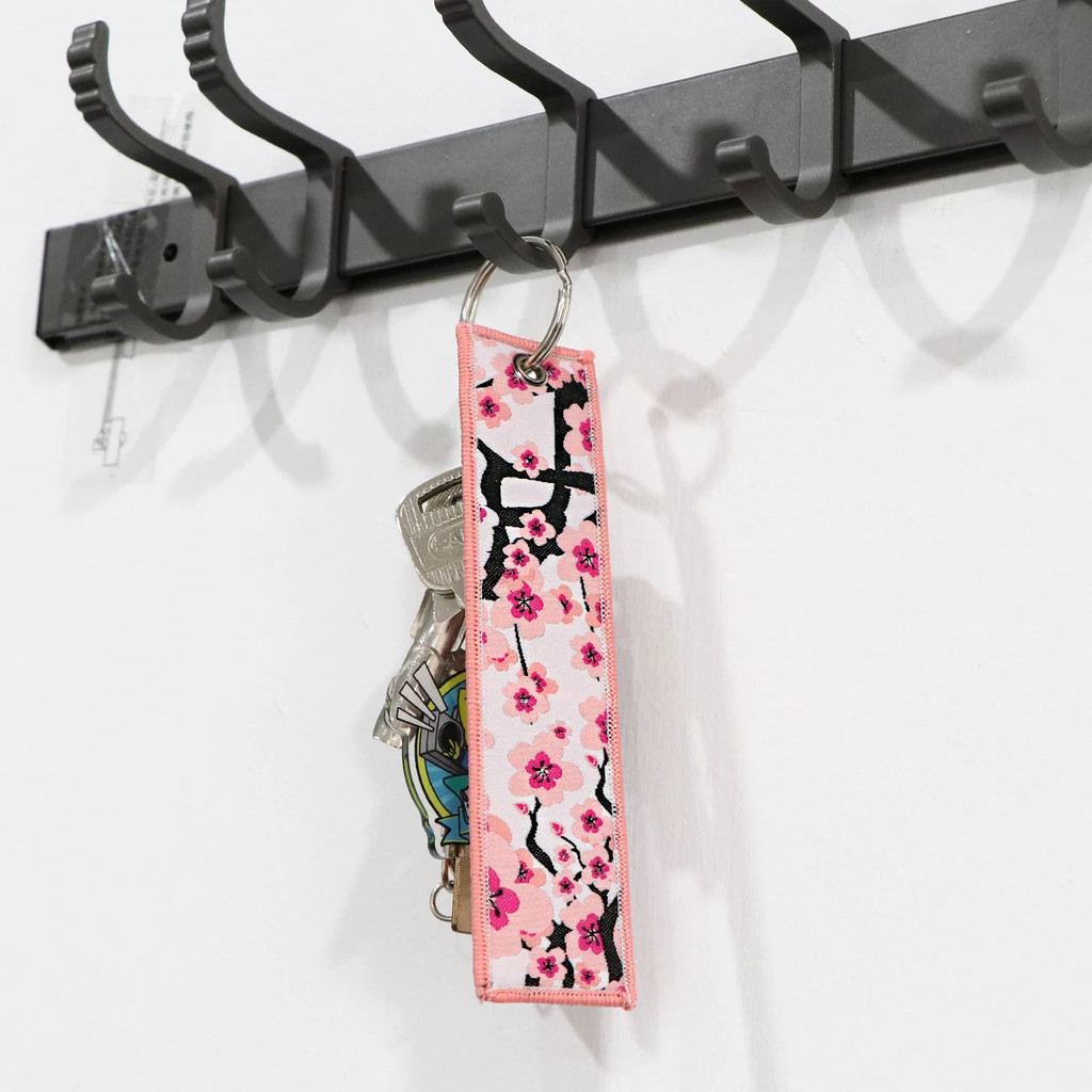 Cherry Blossom Embroidery Key Fobs Moon Key Tag Cartoon Keychain For ...
