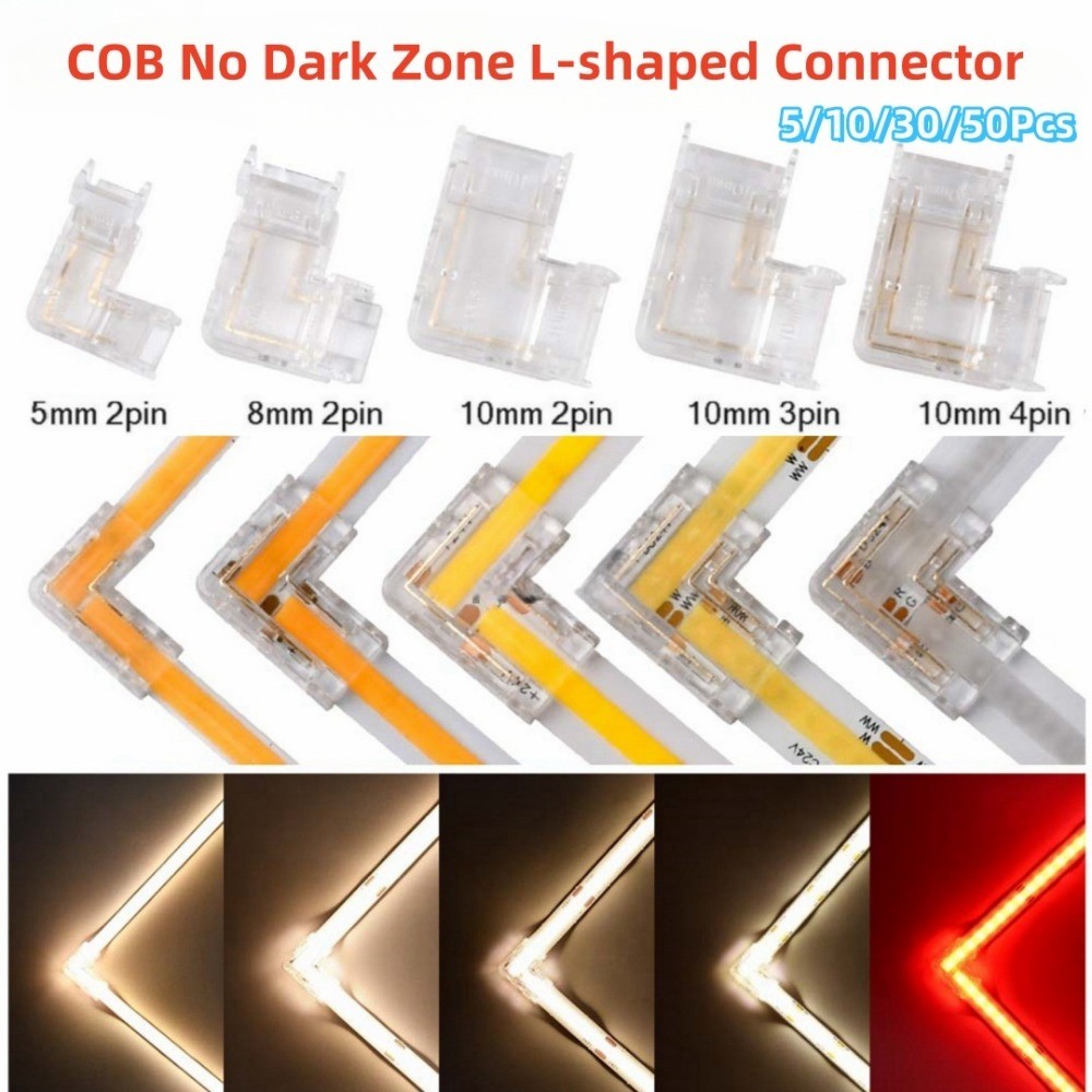 5/10PCS COB LED Connectors 90 Degree L Shape Corner 5/8/10mm Solderless