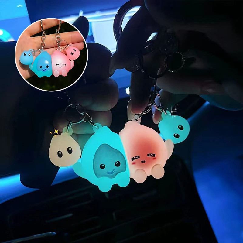 Creative Glowing Fire Shaped Keyrings Cute Glow Ghost Keychain Friend ...