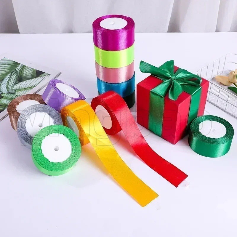 25yards Valentine's Day Silk Satin Ribbons Crafts Bow Handmade DIY Gift ...