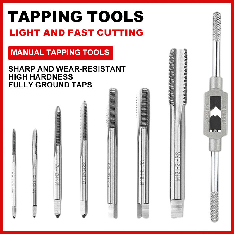 8PCS Hand Tap Threading Original Hand Top Screw Threader Drill Bits ...
