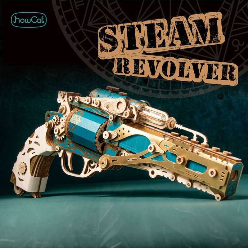 DIY 3D Wooden Puzzle Steam Revoer Assembly Model Kits Toys For Children ...