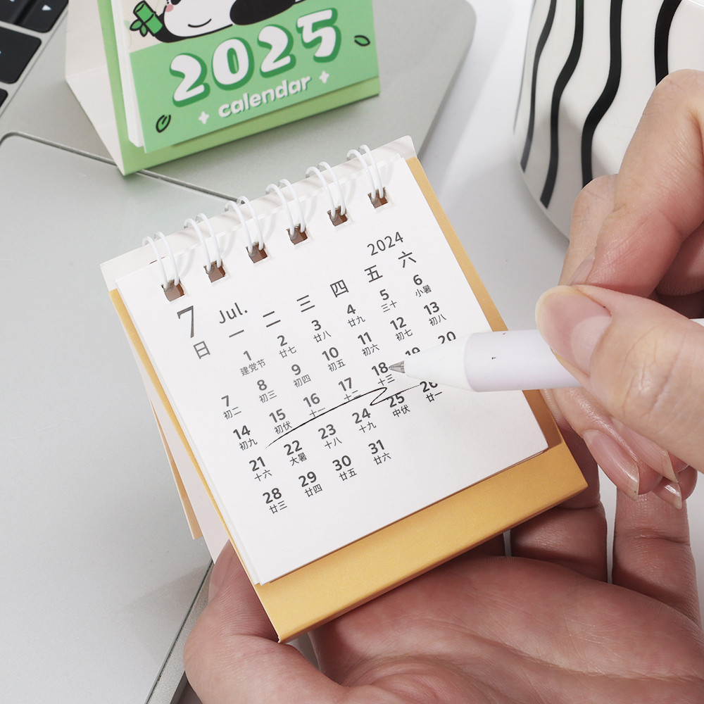 Cartoon Capybara Pattern Mini Calendar 2025 Small Desktop Calendar for