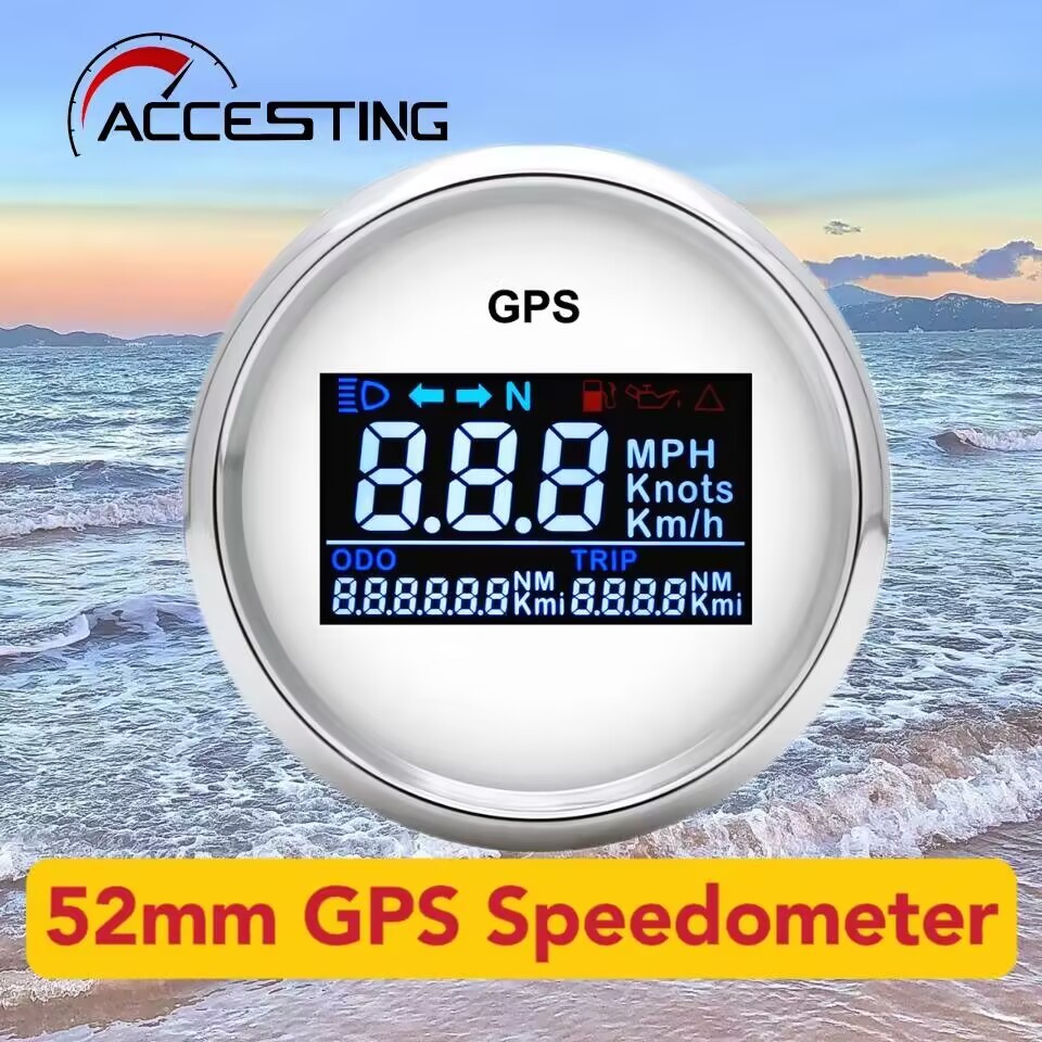 52mm digital display GPS speedometer VA display 0~999 MPH Km/h Knots ...