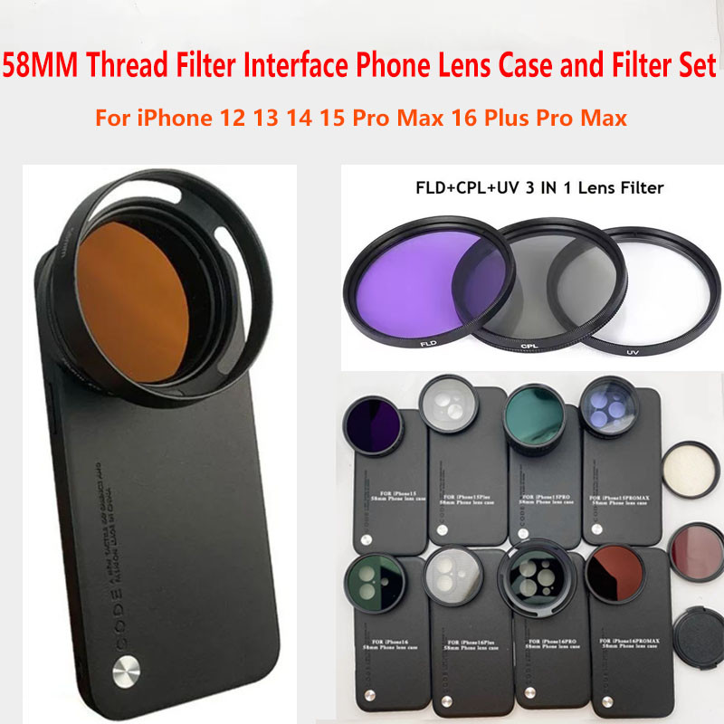 58MM Thread Filter Interface Phone Lens Case With Universal CPL UV FLD ...