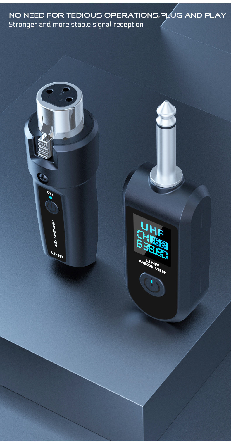 UHF Wireless Microphone Converter XLR Transmitter Receiver Microphone Wireless System For Dynamic Microphone 640 690mhz