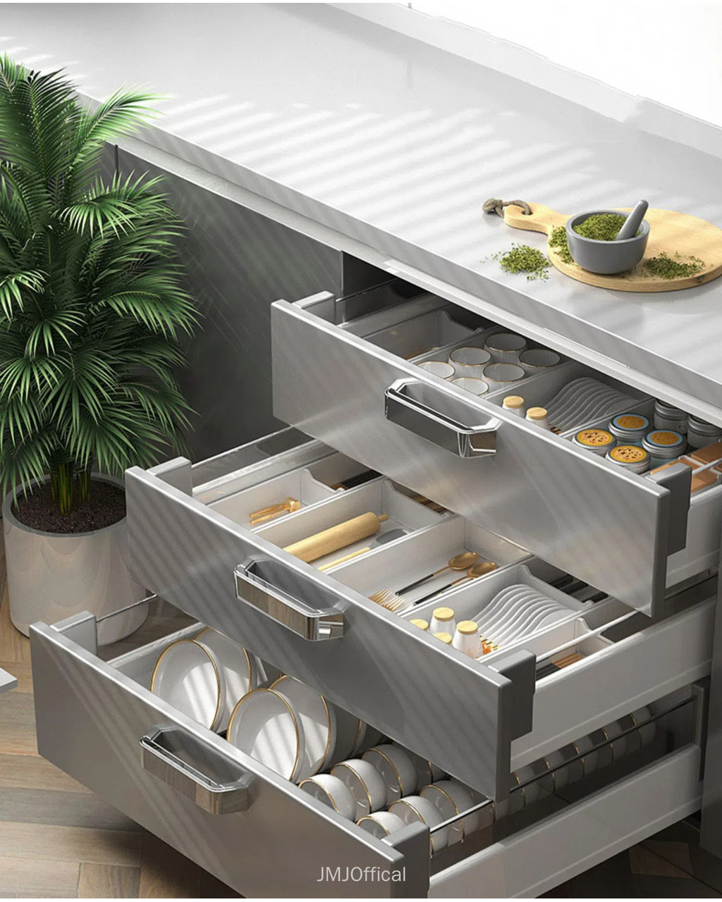 Kitchen Shelf Drawer Compartment Tableware Storage Box Cutlery ...