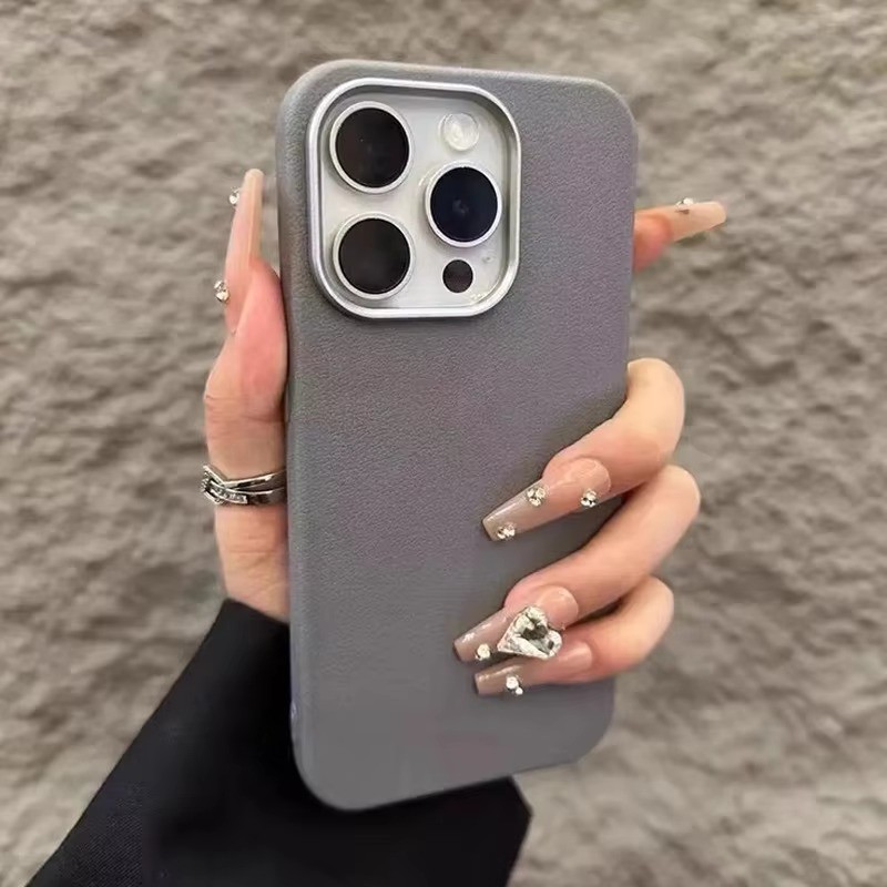 Luxury Matte Leather Phone Case For iPhone 16 15 Pro Max 16e 14 13 12 ...