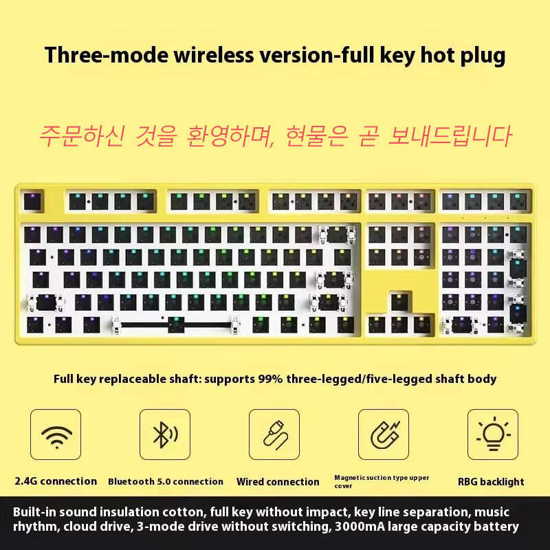 Noppoo F108 Nical Kit Three Mode RGB Hot Swap Gaming Keyboard 108 Keys ...