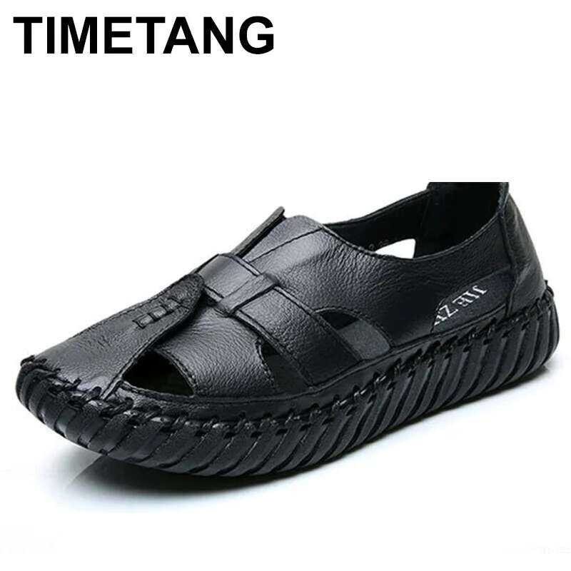 TIMETANG Sandals Women Summer Genuine Leather Handmade Ladies Shoe ...