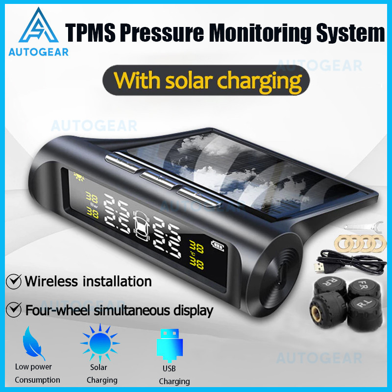 TPMS Wireless Tire Pressure Monitoring System Solar Car Tyre Pressure