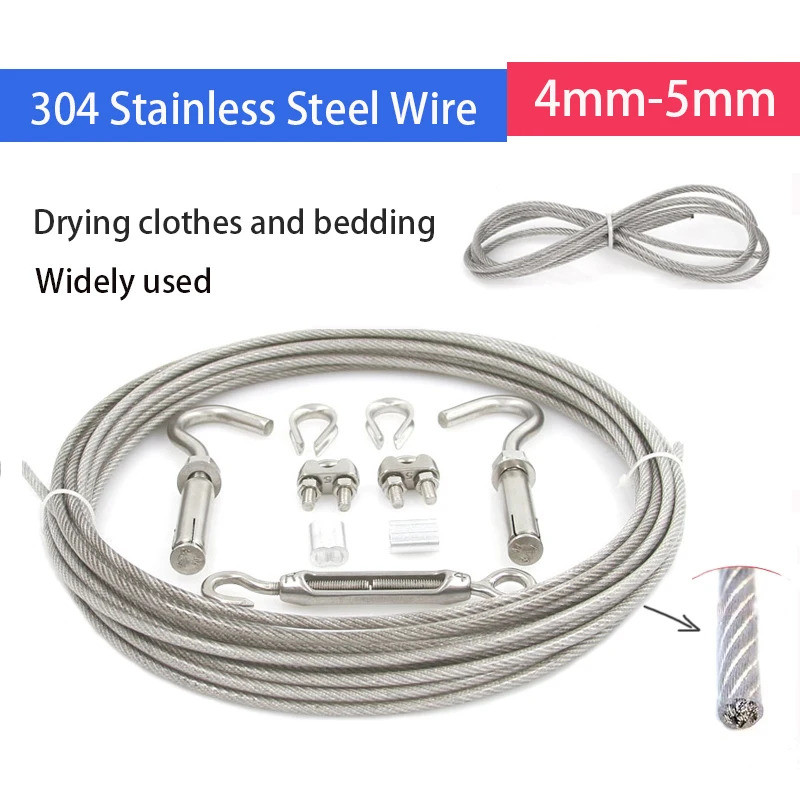 4/5Mm 2-15M PVC Coated 304 Stainless Heavy Duty Garden Cable Raig Wire ...