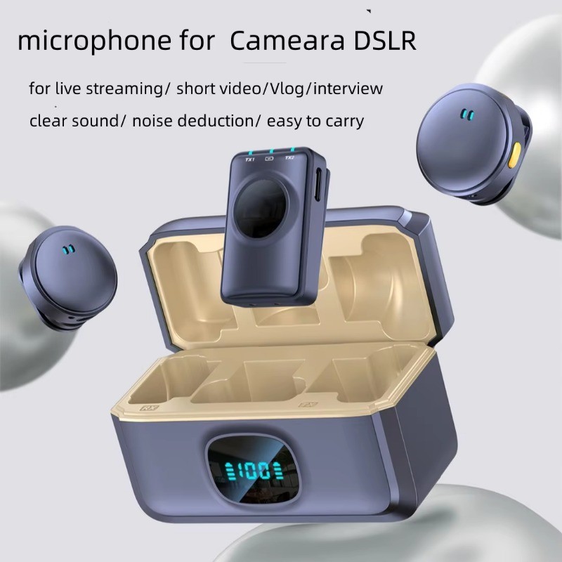 Q8 Wireless Lavalier Microphone Video Recording with Charge Box for ...