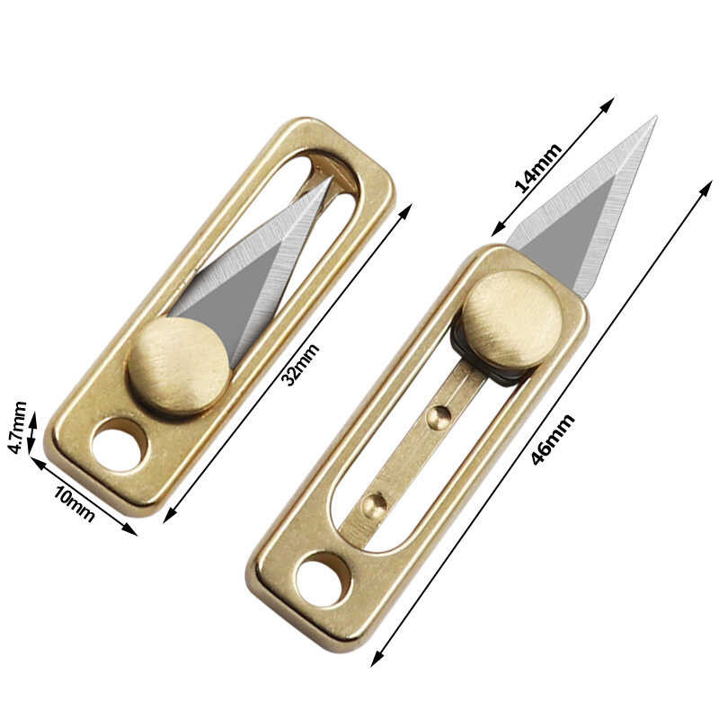 Knife Brass Mini Sharp Pocket Push Pull Knife Portable Keychain Pendant ...