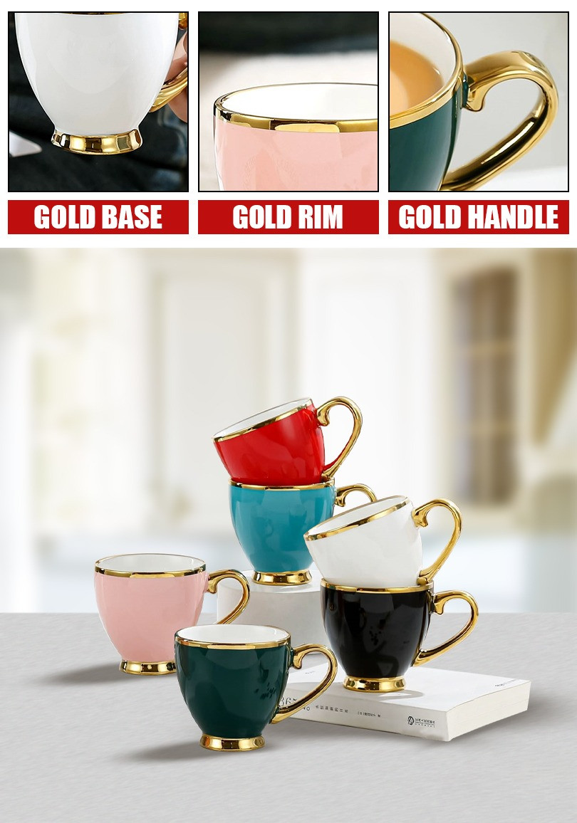 Keep Home Light Luxury Nordic Ceramic Mug Gold Rim Coffee Tea Water Mug ...