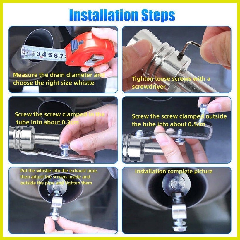 ۞ ∆ Car Tail Whistle Universal Car Motorcycle Turbo Sound Muffler