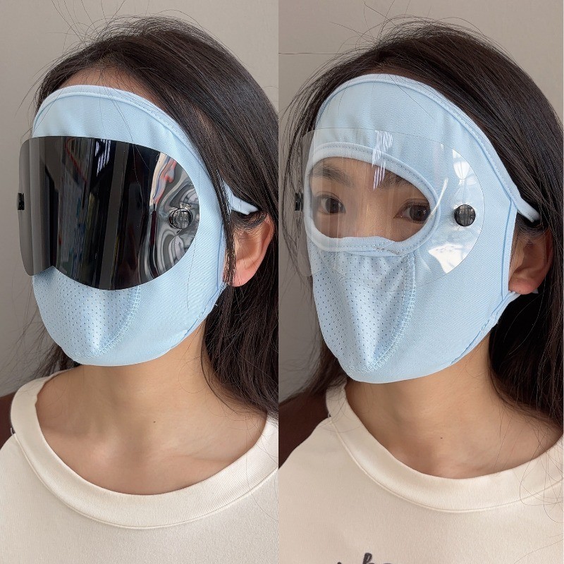 Summer Ice Silk Full Face Masks - for Outdoor Driving, Cycling - 2 in 1 ...