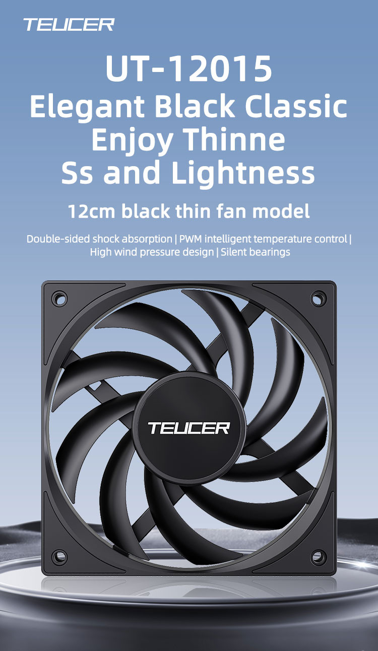 TEUCER 5PCS UT-12015 Slim PC Fan 120x120x15mm FDB Bearing Case Fan with ...
